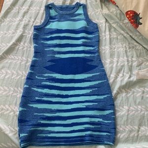 CUTE SWEATER MATERIAL BLUE DRESS